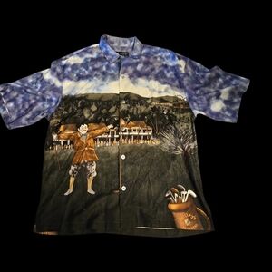 Vintage Guy Buffet Colorful Graphic Button-Up Shirt